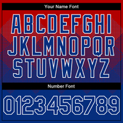 Custom Red Royal-White Gradient Square Shape 3D Pattern Design Bomber Full-Snap Varsity Letterman Hoodie Jacket