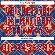 Custom Royal Red-White Christmas 3D Bomber Full-Snap Varsity Letterman Jacket