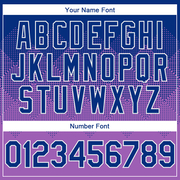 Custom Royal Medium Purple-White Gradient Square Shape 3D Pattern Design Bomber Full-Snap Varsity Letterman Hoodie Jacket