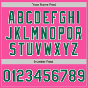 Custom Pink Kelly Green-White Bomber Full-Snap Varsity Letterman Two Tone Jacket