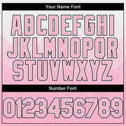 Custom White Light Pink-Black Gradient Square Shape 3D Pattern Design Bomber Full-Snap Varsity Letterman Hoodie Jacket