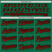 Custom Kelly Green Red-Black Bomber Full-Snap Varsity Letterman Jacket