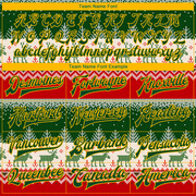 Custom Green Gold Christmas Reindeers 3D Bomber Full-Snap Varsity Letterman Jacket