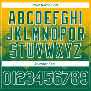 Custom Gold Kelly Green-White Gradient Square Shape 3D Pattern Design Bomber Full-Snap Varsity Letterman Hoodie Jacket