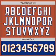 Custom Texas Orange White-Royal Bomber Varsity Letterman Two Tone Zipper Jacket