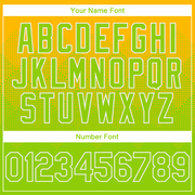 Custom Gold Neon Green-White Gradient Square Shape 3D Pattern Design Bomber Full-Snap Varsity Letterman Hoodie Jacket