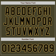 Custom Olive Black-Old Gold Bomber Varsity Letterman Salute To Service Zipper Jacket