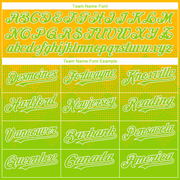 Custom Gold Neon Green-White Gradient Square Shape 3D Pattern Design Bomber Full-Snap Varsity Letterman Hoodie Jacket