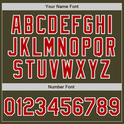 Custom Olive Red-White Bomber Varsity Letterman Salute To Service Zipper Jacket