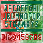 Custom Kelly Green Red-White Mexico Watercolored Splashes Grunge Design 3D Bomber Full-Snap Varsity Letterman Jacket