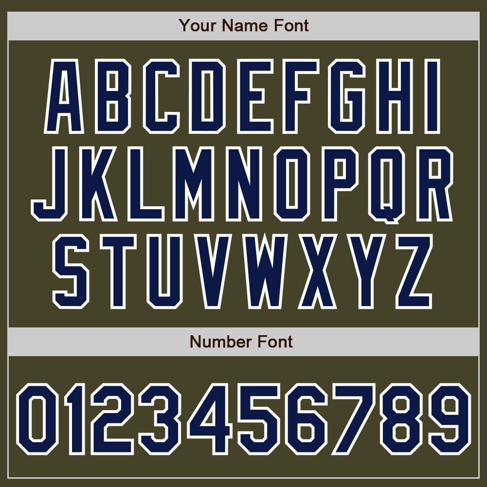 Custom Olive Navy-White Bomber Varsity Letterman Salute To Service Zipper Jacket