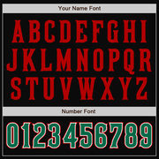 Custom Black Kelly Green-Red Bomber Full-Snap Varsity Letterman Two Tone Jacket