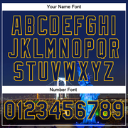 Custom Navy Gold Rainbow Bridge And Statue Of Liberty Tokyo Japan City Edition 3D Bomber Full-Snap Varsity Letterman Jacket