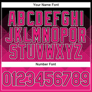 Custom Black Hot Pink-White Gradient Square Shape 3D Pattern Design Bomber Full-Snap Varsity Letterman Hoodie Jacket