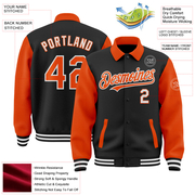 Custom Black Orange-White Bomber Full-Snap Varsity Letterman Two Tone Lapel Collar Byron Jacket