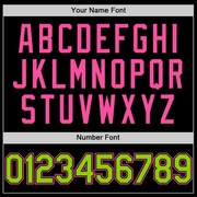 Custom Black Neon Green-Pink Bomber Full-Snap Varsity Letterman Two Tone Lapel Collar Byron Jacket