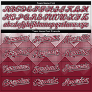 Custom White Crimson-Black Gradient Square Shape 3D Pattern Design Bomber Full-Snap Varsity Letterman Hoodie Jacket