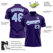 Custom Purple Light Blue-White Performance Vapor Golf Polo Shirt