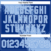 Custom Light Blue Royal-White 3D Pattern Design Abstract Brush Stroke Performance Polo Shirt