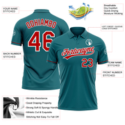 Custom Teal Red-White Performance Vapor Golf Polo Shirt