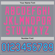 Custom Gray Sky Blue Black-Pink Bomber Full-Snap Varsity Letterman Hoodie Jacket