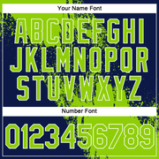 Custom Neon Green Navy-White 3D Pattern Design Abstract Brush Stroke Performance Polo Shirt