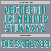 Custom Gray Teal-White Bomber Full-Snap Varsity Letterman Hoodie Jacket