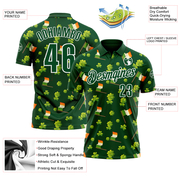 Custom Green White 3D St. Patrick's Day Shamrock Performance Polo Shirt