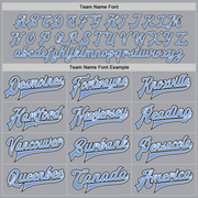 Custom Gray Black-Light Blue Bomber Full-Snap Varsity Letterman Jacket