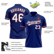 Custom Royal White-Orange Performance Vapor Golf Polo Shirt