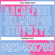 Custom Pink Light Blue-White 3D Pattern Design Abstract Brush Stroke Performance Polo Shirt