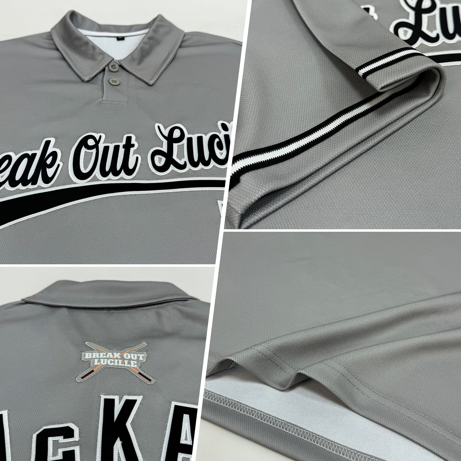 Custom Gray Black-White Performance Vapor Golf Polo Shirt