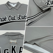 Custom Gray Black-White Performance Vapor Golf Polo Shirt