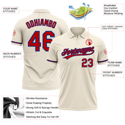 Custom Cream Red-Royal Performance Vapor Golf Polo Shirt