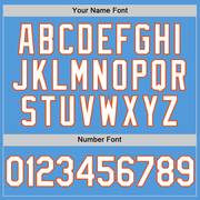 Custom Powder Blue White-Orange Performance Vapor Golf Polo Shirt