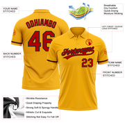 Custom Gold Red-Black Performance Vapor Golf Polo Shirt