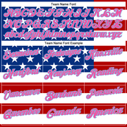 Custom Black Pink Light Blue Red-Royal 3D Cornhole American Flag Performance Polo Shirt