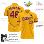 Custom Gold Crimson Cream-Black Performance Vapor Golf Polo Shirt