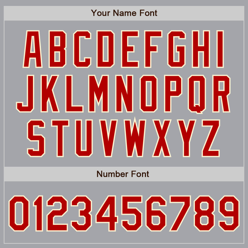 Custom Gray Red-Cream Bomber Full-Snap Varsity Letterman Jacket