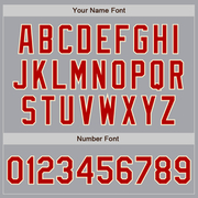 Custom Gray Red-Cream Bomber Full-Snap Varsity Letterman Jacket