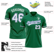 Custom Kelly Green White-Royal Performance Vapor Golf Polo Shirt