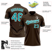 Custom Brown Teal-White Performance Vapor Golf Polo Shirt