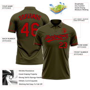 Custom Olive Red-Black Performance Vapor Salute To Service Golf Polo Shirt