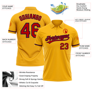 Custom Gold Red-Navy Performance Vapor Golf Polo Shirt