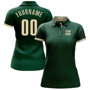 Custom Green Cream Performance Golf Polo Shirt