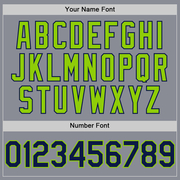 Custom Gray Navy-Neon Green Bomber Full-Snap Varsity Letterman Hoodie Jacket