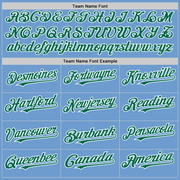 Custom Light Blue Kelly Green-White Bomber Full-Snap Varsity Letterman Two Tone Hoodie Jacket