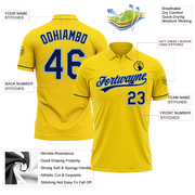 Custom Yellow Navy-Light Blue Performance Vapor Golf Polo Shirt