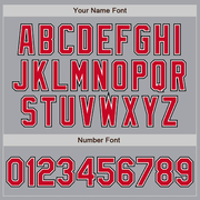 Custom Gray Red White-Black Bomber Full-Snap Varsity Letterman Jacket