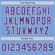 Custom Light Blue Purple-White Bomber Full-Snap Varsity Letterman Jacket